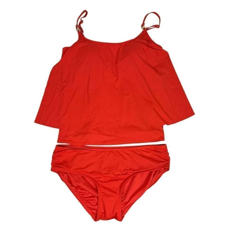 Michael Kors Small Layered Underwire Tankini Shirred Bottoms size Large